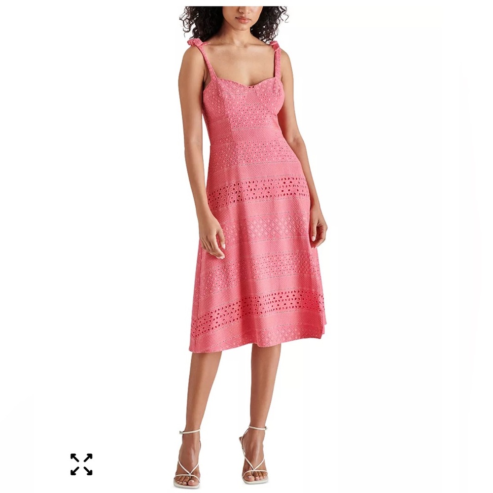 Steve Madden Pink Cotton Eyelet MIDI Dress